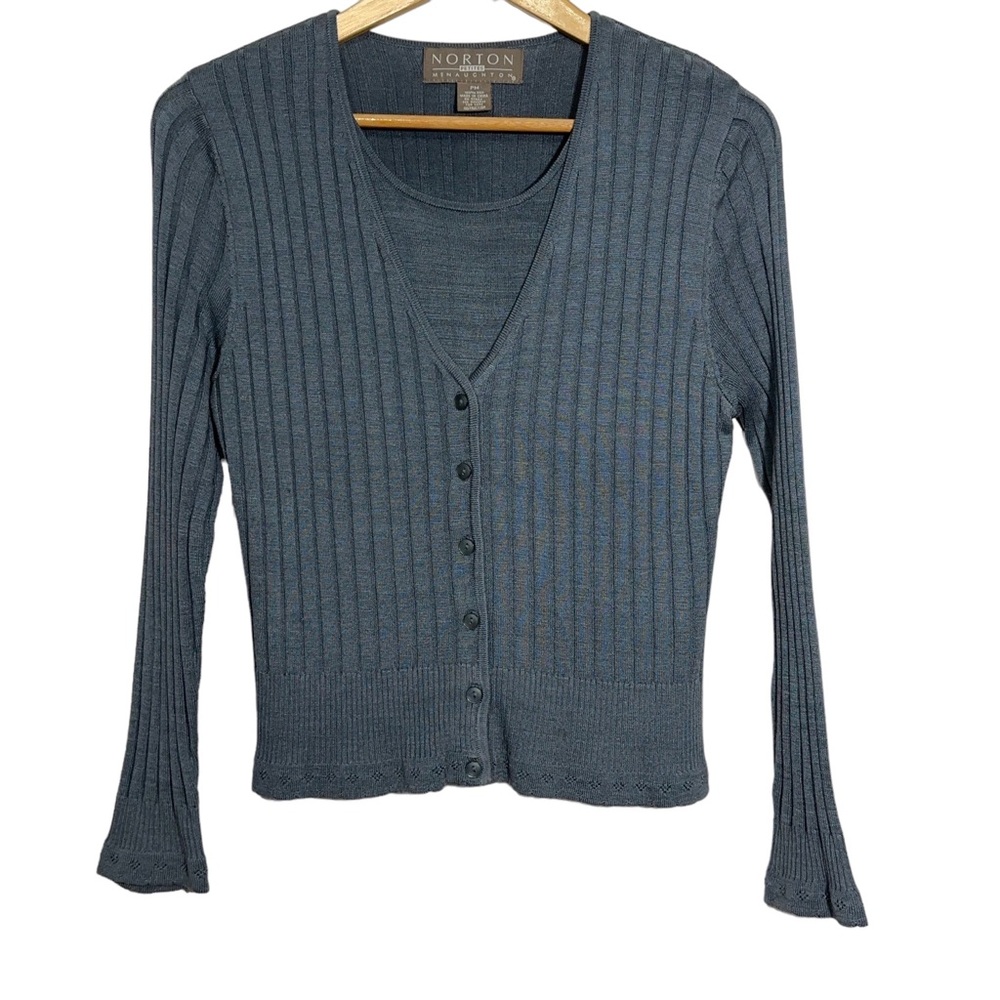 Norton McNaughton Silk Sweater Layered Look Front Fall Casual